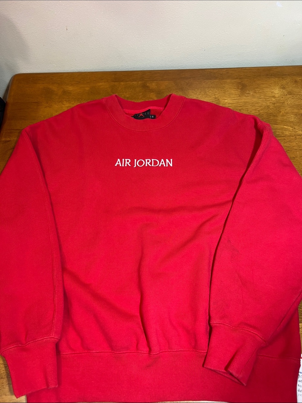 Jordan Red Crewneck Sweatshirt with White Air Jordan Logo Size SMALL